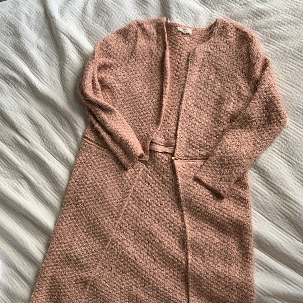 Peach mohair duster sweater